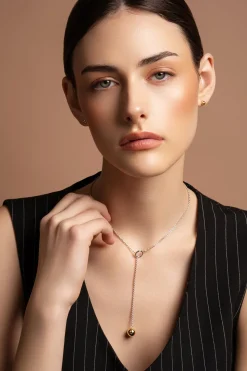 Balance Sterling Silver & Gold Loop Through Necklace