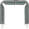 Black Green White Chevron Camera Strap - Silver hardware