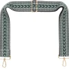 Black Green White Chevron Camera Strap - Gold hardware