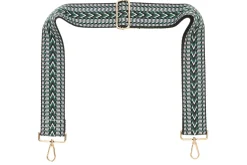Black Green White Chevron Camera Strap - Gold hardware