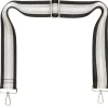 Black Sliver White Stripe Camera Strap - Silver hardware