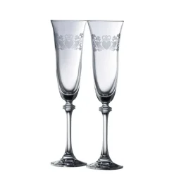 Claddagh Ring Shamrock Liberty Flute Glass Pair