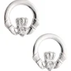 Crystal Claddagh Sterling Silver Earrings