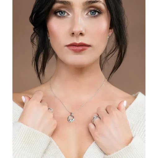 Crystal Claddagh Sterling Silver Pendant