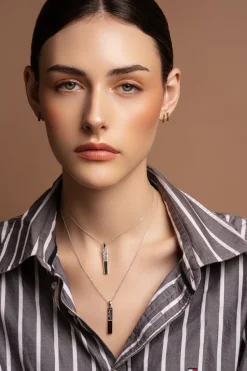 Dual Tone Bar Sterling Silver & Gold Pendant