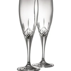 Engraved Longford Flute Glass Pair