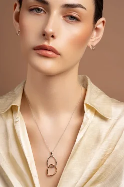 Entwined Sterling Silver & Rose Gold Stud Earrings
