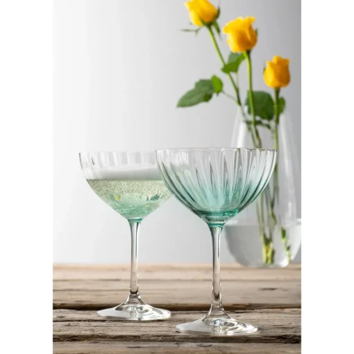 Erne Saucer Champagne Glass Pair Aqua