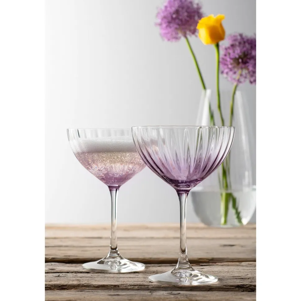 Erne Saucer Champagne Glass Pair Amethyst