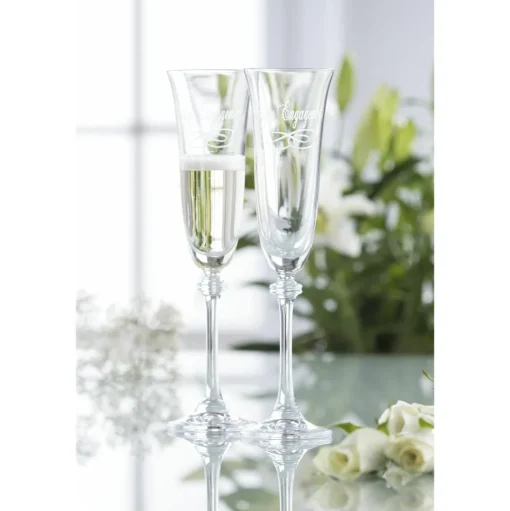 Happy Engagement Liberty Flute Glass Pair