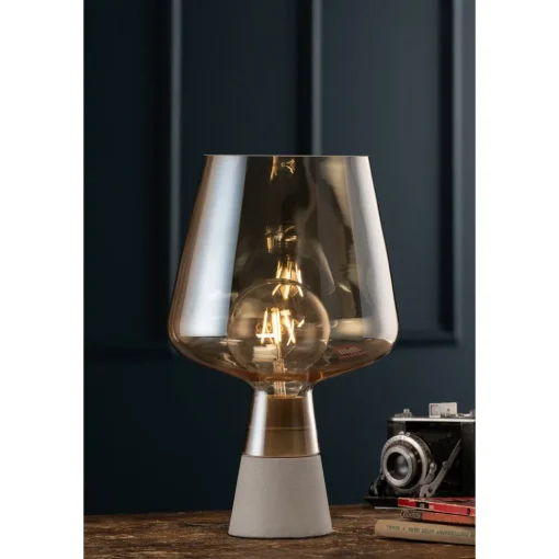 Large Glass Table Lamp - Amber