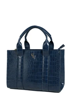 Medium Tote Bag - Navy Croc Detail