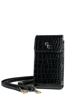 Mini Crossbody Bag - Black Croc Detail