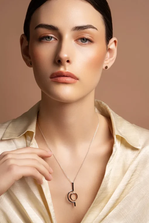 Orbit Sterling Silver & Rose Gold Pendant