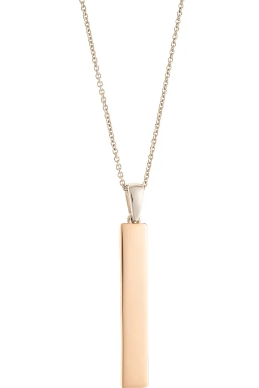 Plain Bar Sterling Silver & Rose Gold Pendant
