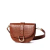 Saddle Bag Tan Croc Detail