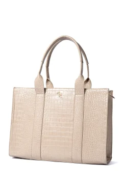 XL Tote Light Taupe Croc Detail
